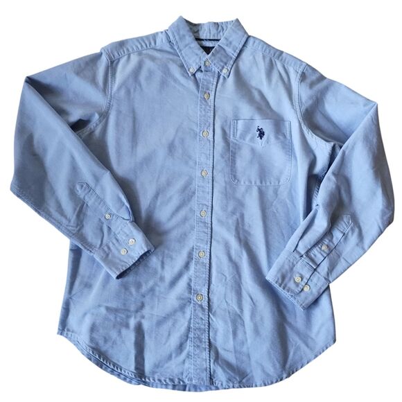 U.S. Polo Assn Shirt Men's Medium Blue Oxford Cotton Long Sleeve Button Down - Picture 1 of 15